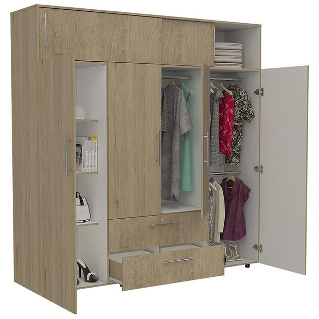 Closet Light, Beige y Blanco, con dos cajones organizadores y dos  entrepaños para zapatos - institucionaldh